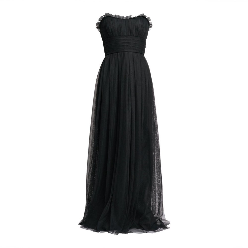 Vera Wang Dress Strapless Empire Black Tulle Floor Length 2